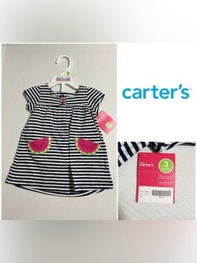 🆕CARTER’S - 3M - NWT - INFANT GIRLS WATERMELON STRIPE DRESS